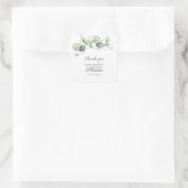 Waterkleur Groene Bruiloft Dank Je Vierkante Sticker (Tas)