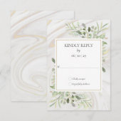Waterkleur Groene Marble Spiraal Huwelijks RSVP (Voorkant / Achterkant)
