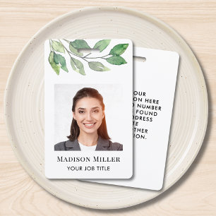 Waterkleur Groene Personeelsfoto ID Badge