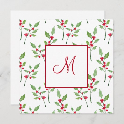 Waterkleur Hulst Takjes Patroon Notitiekaartje (Voorkant / Achterkant)