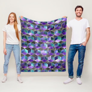 Waterkleur isometrisch met gouden en marmeren ster fleece deken