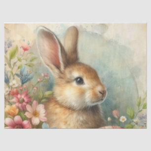 Waterkleur Konijnenportret en Bloemen Tissuepapier