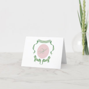 Waterkleur lint logo kam monogram   bedankkaart