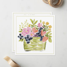 Waterkleur Mand met Fruit en Bloemen