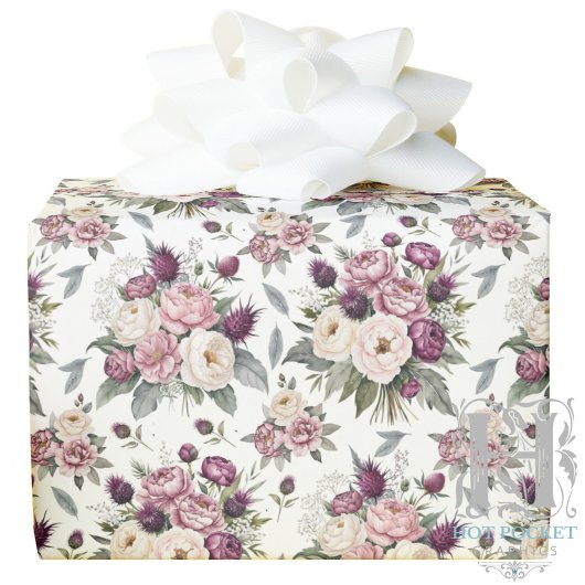 Waterkleur Mauve Bloemige Cadeaupapier