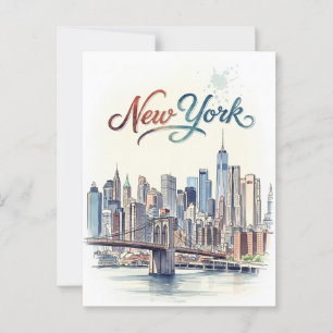 waterkleur new york briefkaart