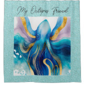 Waterkleur Octopus Douchegordijn (Voorkant)