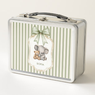 Waterkleur Olifant Knuffelt met Teddybeer Groene S