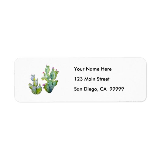 Waterkleur Prickly Pear Cactus Etiket (Voorkant)