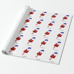 Waterkleur Rood Wit en Blauw Popsicle Cadeaupapier