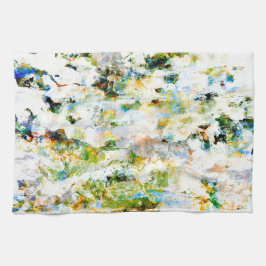 Waterkleur, roodbruine, roestachtige grafische vor theedoek