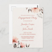 Waterkleur Roze Bloem Verlovingsfeest Briefkaart (Voorkant / Achterkant)