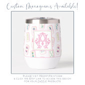 Waterkleur Roze en Groene Mahjong Tegels Monogram