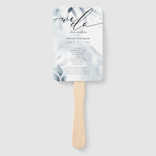 Waterkleur Stofblauw Loof Dawna Handwaaier (Voorkant)