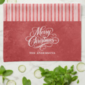 Waterkleur streep Kerstscript Theedoek (Gevouwen)