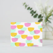 Waterkleur Watermeloen Roze Groen Geel Patroon Briefkaart (Staand voorkant)
