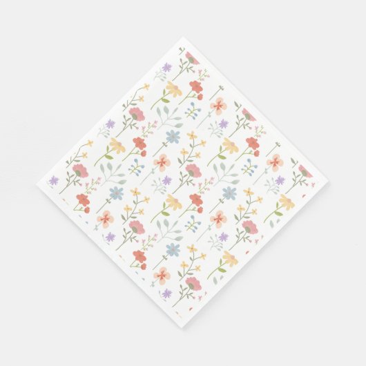 Waterkleur Wilde Bloemen Bloemmotief Servet (Hoek)