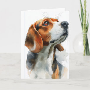 Waterkleuraanslag van een beagle kaart