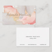 Waterkleurig Roze & Grijs Modern Visitekaartje (Voorkant / Achterkant)