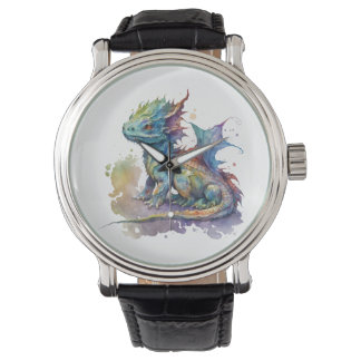 Waterkleurige baby draak fantasiehorloge horloge