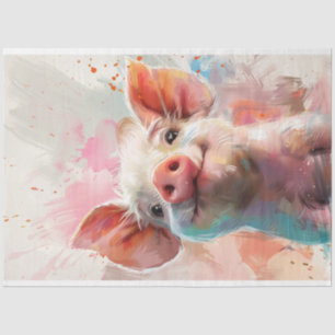 Waterkleurige Pinky Pig Decoupage Tissuepapier
