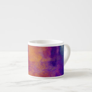 Waterkleurige rode blauwe paarse grafische kunst espresso kop