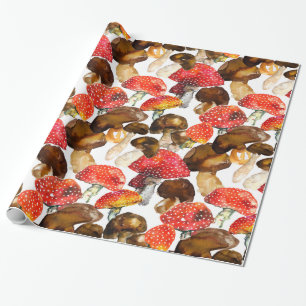 Waterkleurpaddenstoelen Mooie herfstpatroon Cadeaupapier