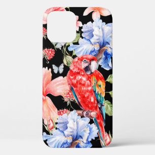 Waterkleurpatroon met bloemen rozen, iris, hibi iPhone 12 hoesje