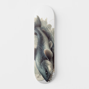 Waterkleurserie: Meerval Skateboard
