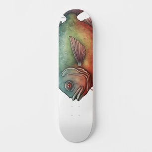 Waterkleurserie: Piranha Skateboard