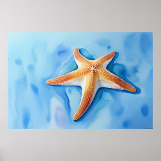 Waterkleurtekening van Zeester Poster