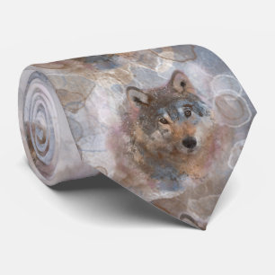 Waterkleurwolfs Stropdas