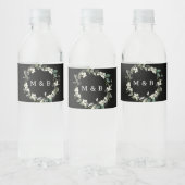 Waterlabels zwart | Groen Moderne bruiloft Waterfles Etiket (Flessen)