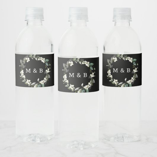 Waterlabels zwart | Groen Moderne bruiloft Waterfles Etiket (Flessen)