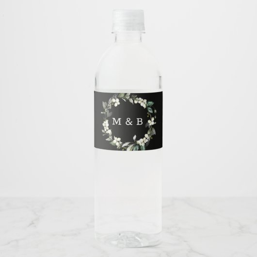 Waterlabels zwart | Groen Moderne bruiloft Waterfles Etiket (Voorkant)