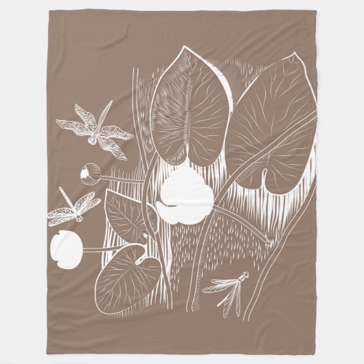Waterlelengraving Fleece Deken (Voorkant)
