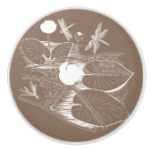 Waterlelengraving Keramische Knop (Voorkant)