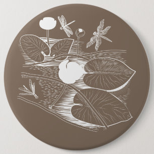 Waterlelengraving Ronde Button 6,0 Cm