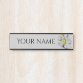 Waterlelgeel met zwarte afbeelding deurbordje (Voorkant)