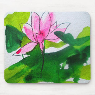 Waterlelie abstract waterverf bloem kunst muismat