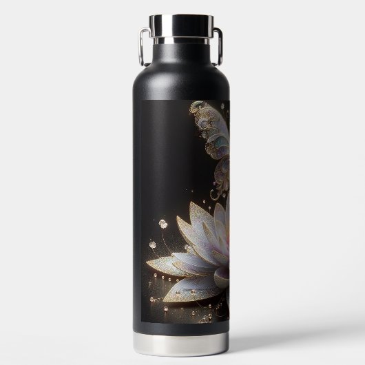 Waterlelie & Glitter vlinder Waterfles (Voorkant)