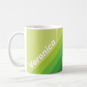 Waterlelie Groene Strepen met Naam Koffiemok