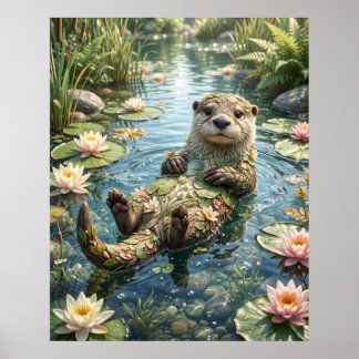 Waterlelie Otter Rivier Vreugde Poster