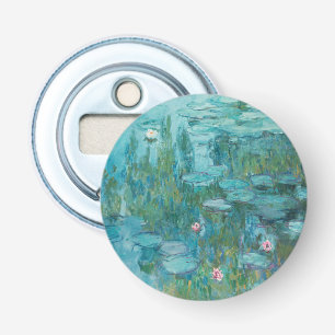 Waterlelies, beeldende kunst olieverfschilderij, C Button Flesopener