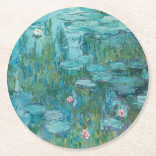 Waterlelies, beeldende kunst olieverfschilderij, C Ronde Kartonnen Onderzetter