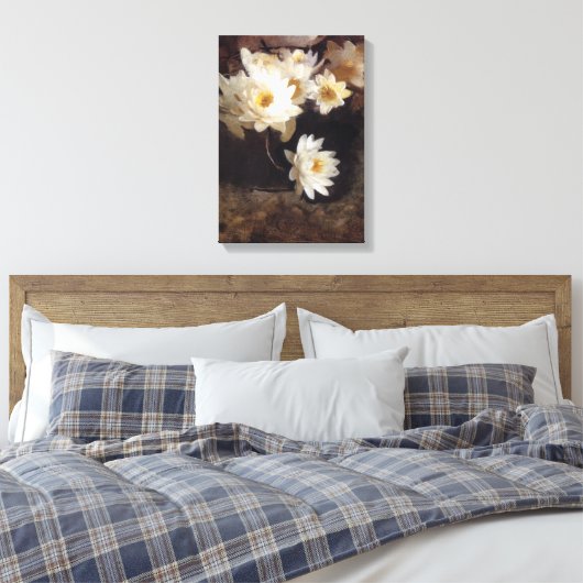 Waterlelies (door Abbott Henderson Thayer) Canvas Afdruk (Insitu (Slaapkamer))