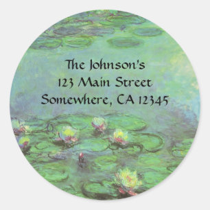 Waterlelies door Claude Monet, Vintage Impressioni Ronde Sticker