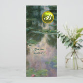 WATERLELIES /GELE EDELSTEEN MONOGRAM KAART (Staand voorkant)