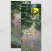 WATERLELIES /GELE EDELSTEEN MONOGRAM KAART (Voorkant / Achterkant)