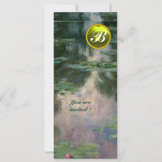 WATERLELIES /GELE EDELSTEEN MONOGRAM KAART (Voorkant)